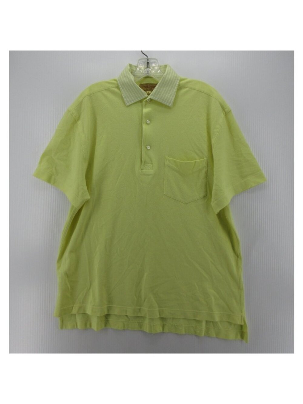 Paul Stuart Polo Shirt Medium Pullover Pocket Striped Collar Italy
